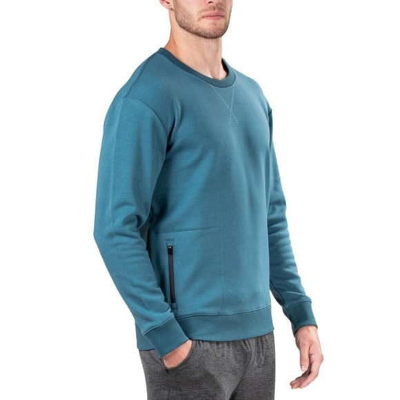 NWT NATORI Men's Bagani Classic Fit Soft Fleece Sweatshirt Size XL Blue - Picture 1 of 13
